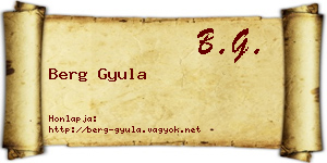Berg Gyula névjegykártya